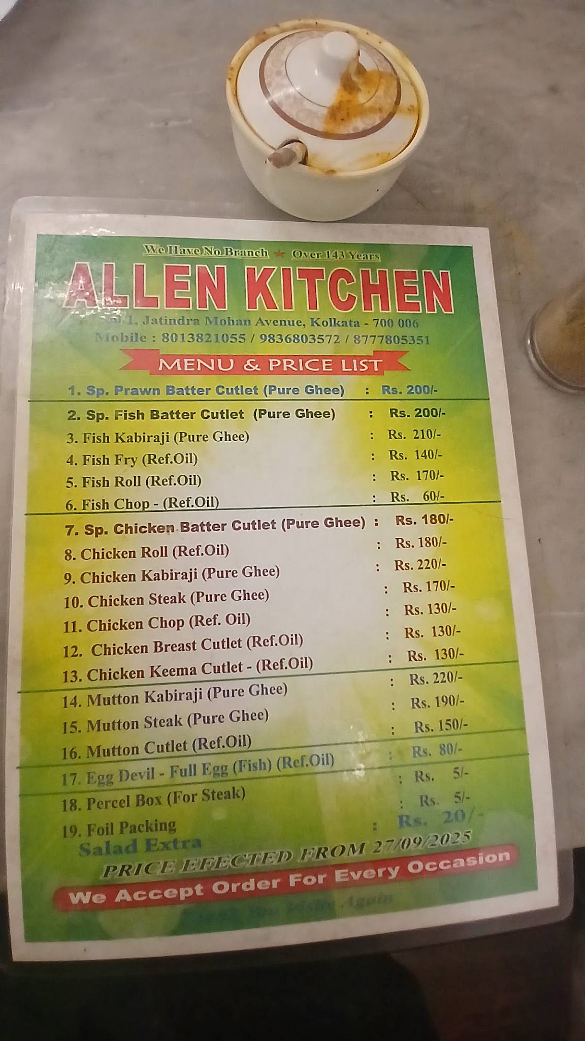 Allen Kitchen menu