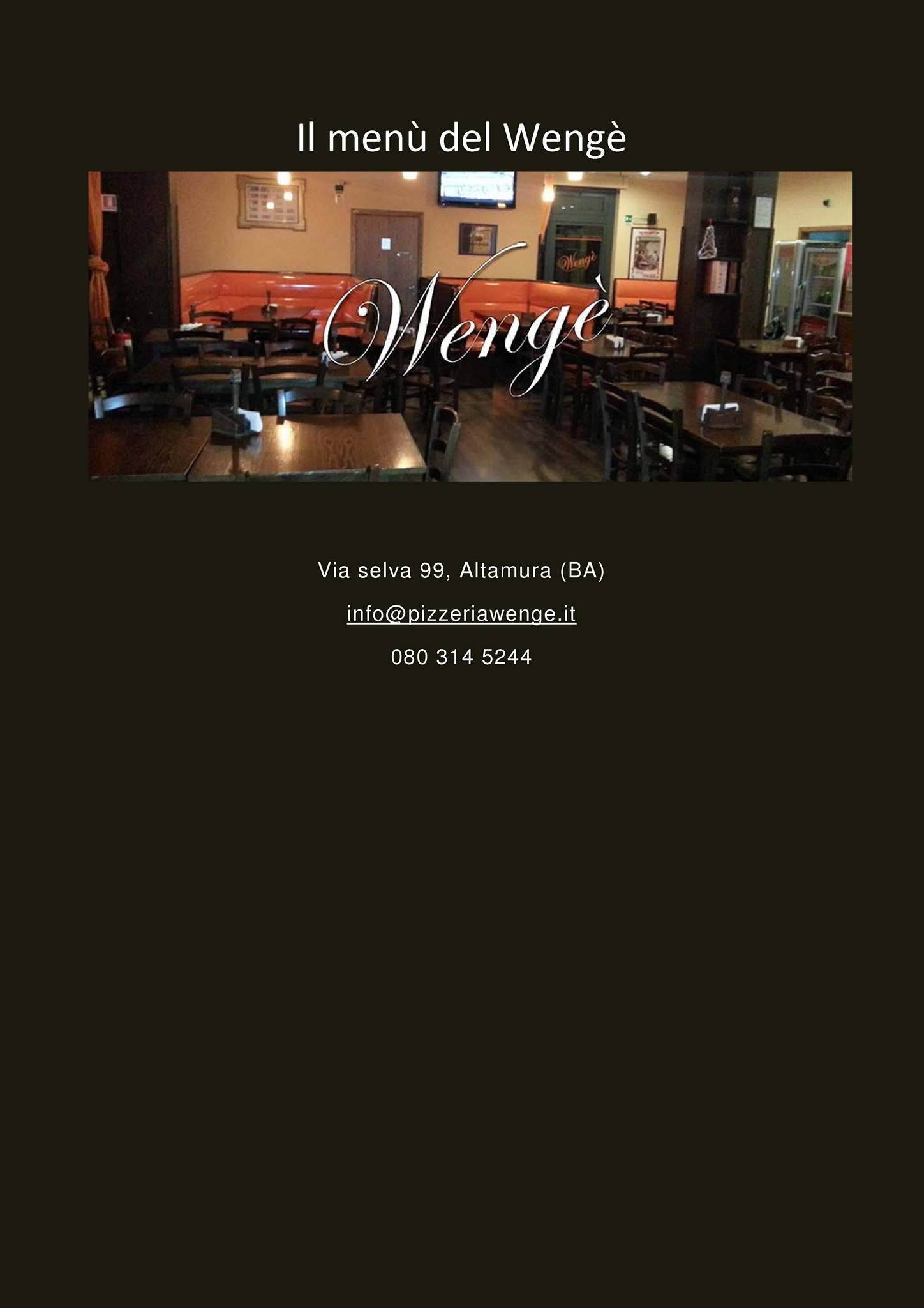 Menu di Bar Pizzeria Wengè 