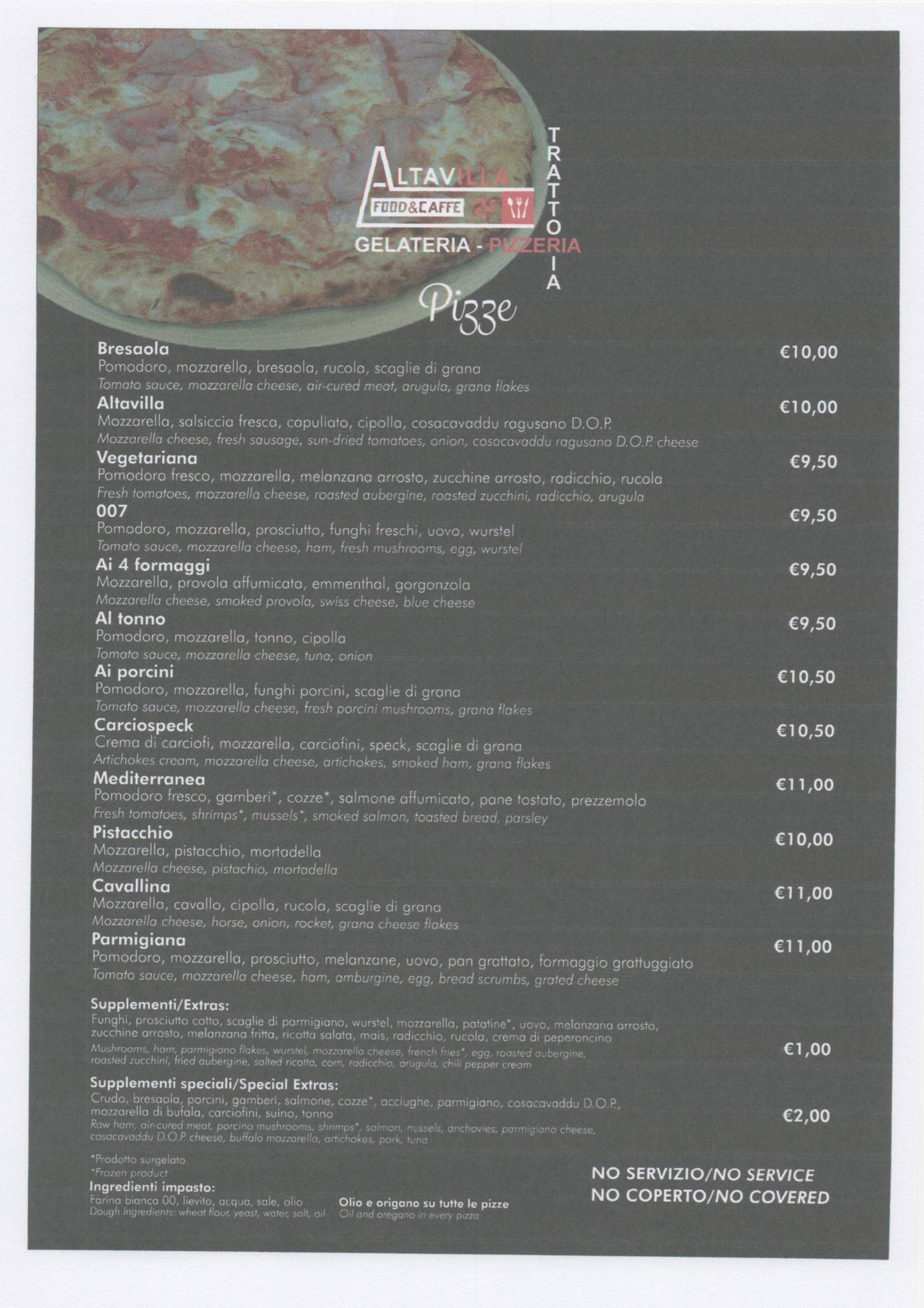 Menu di Altavilla Food & Caffè pizzeria trattoria Panineria