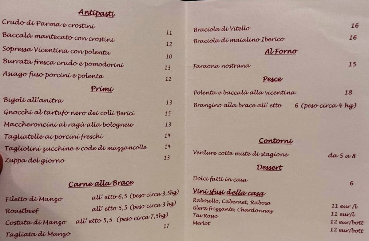 Menu di Trattoria Da Berno 