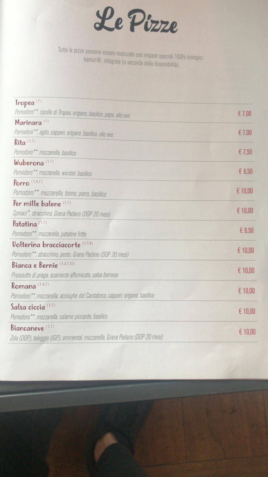 Menu di Altrove 