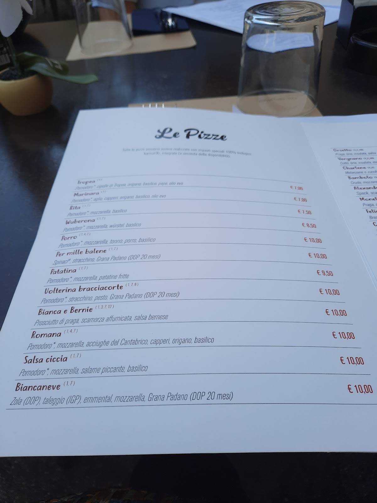 Menu di Altrove 