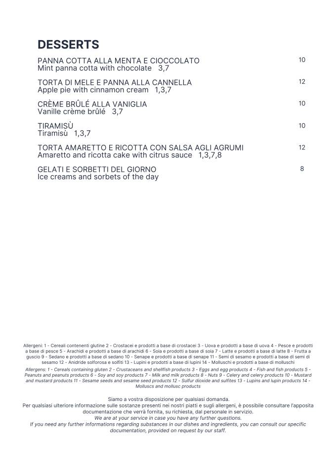 Menu di Ristorante Amarea 