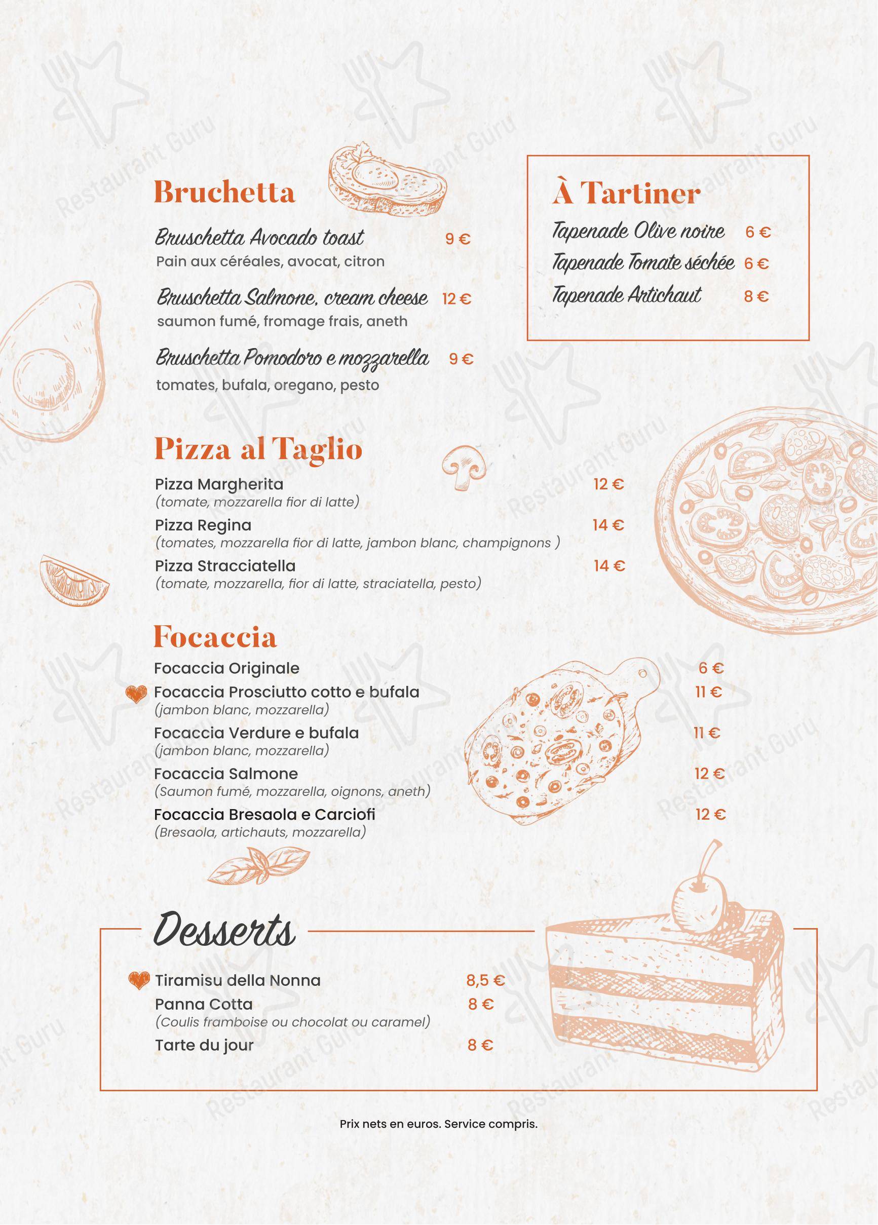 Menu pour Amici - Bar à vins italiens - Menu bar