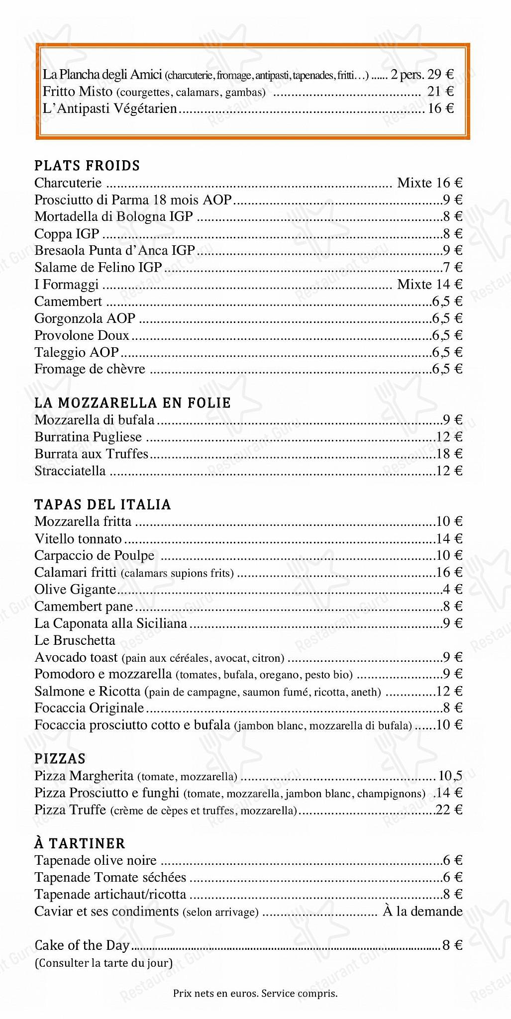 Amici - Bar à vins italiens dans Paris - Крафт меню
