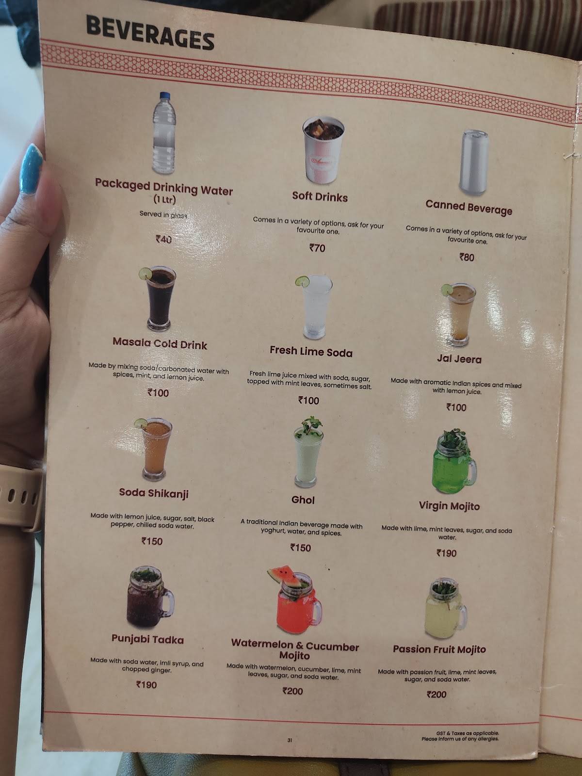 Aminia Restaurant - Golpark menu