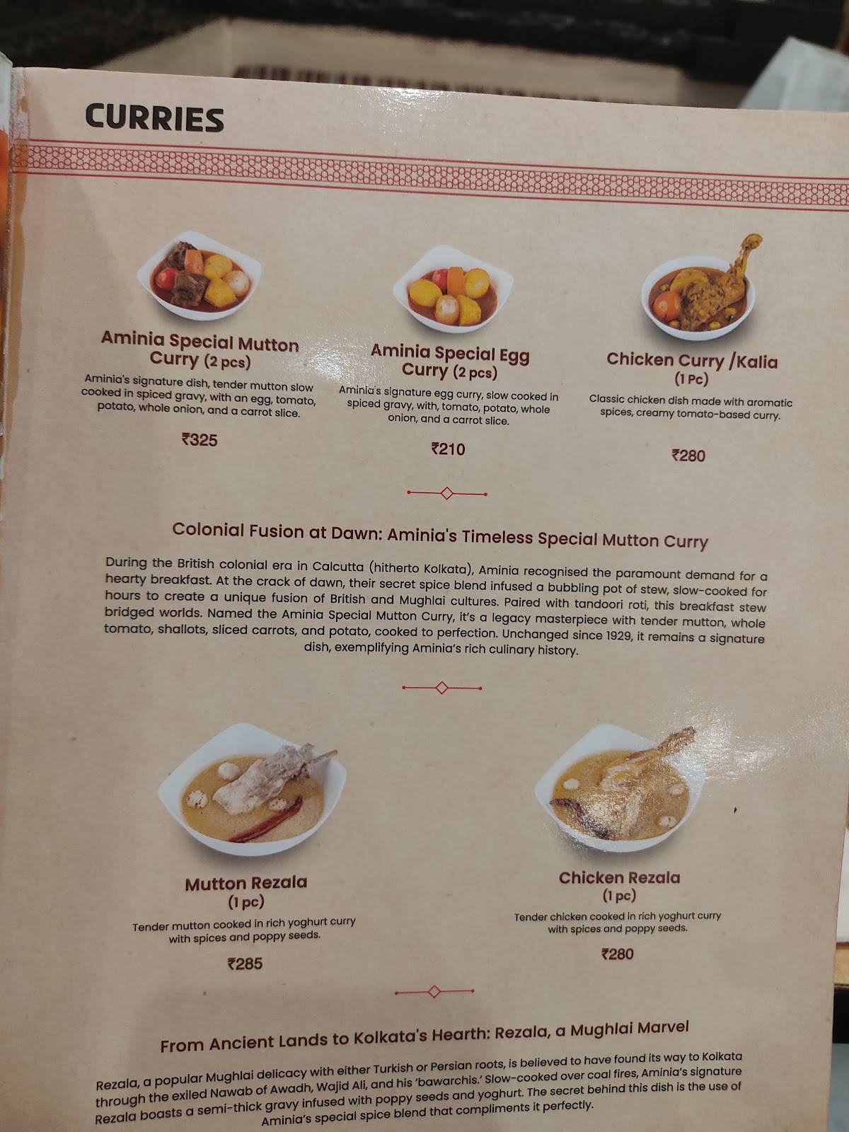Aminia Restaurant - Golpark menu