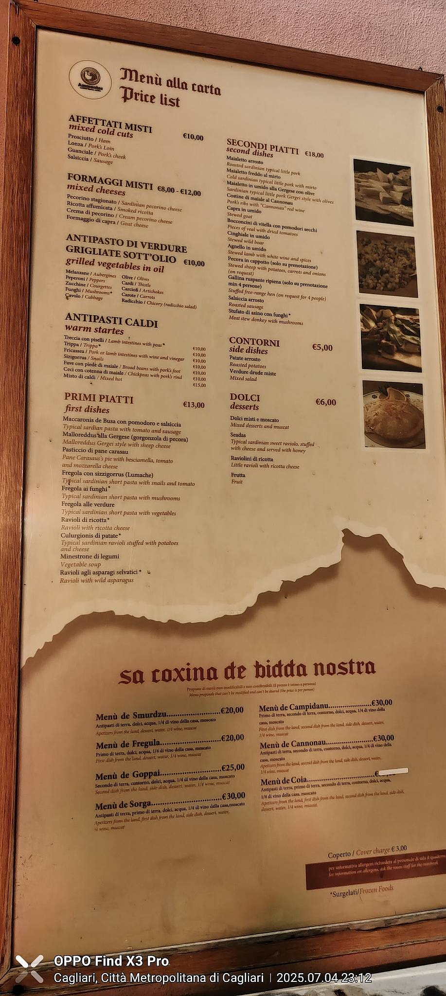 Menu di Ammentos 
