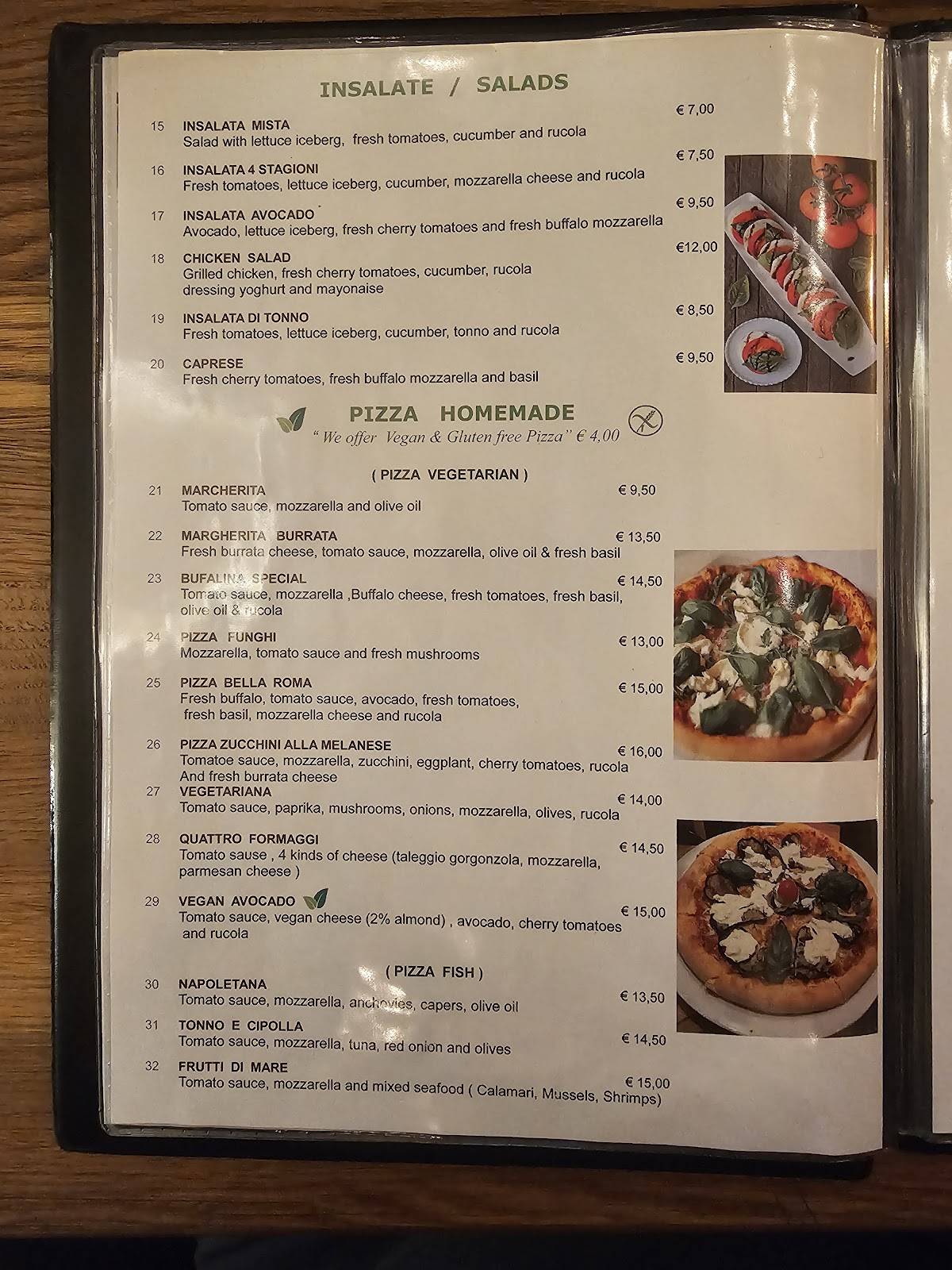 Menu de Pizzeria Bella Roma Amsterdam