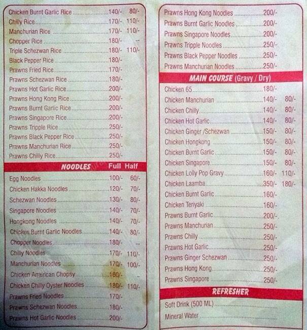 Andheri Stomach menu
