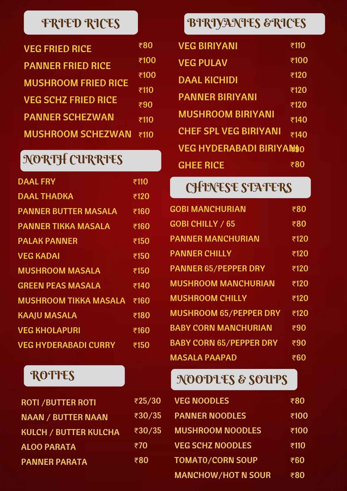 Andhra Delight menu