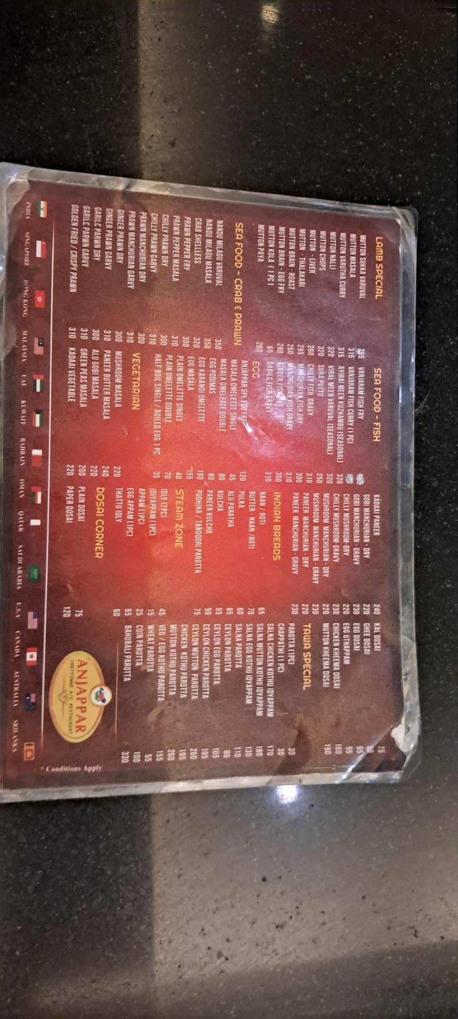 Anjappar Chettinad Restaurant Guduvanchery menu