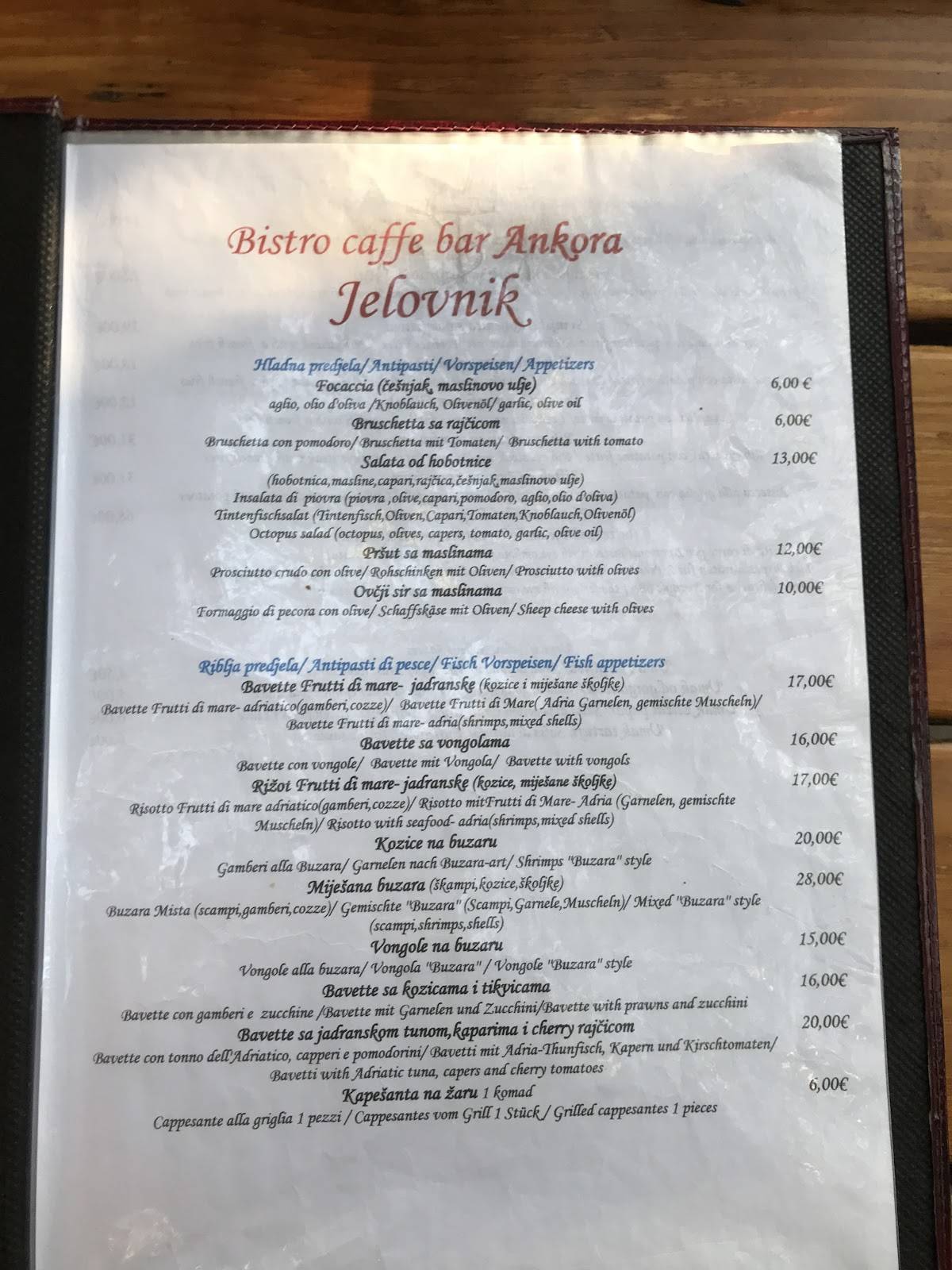 Menu di Ankora 