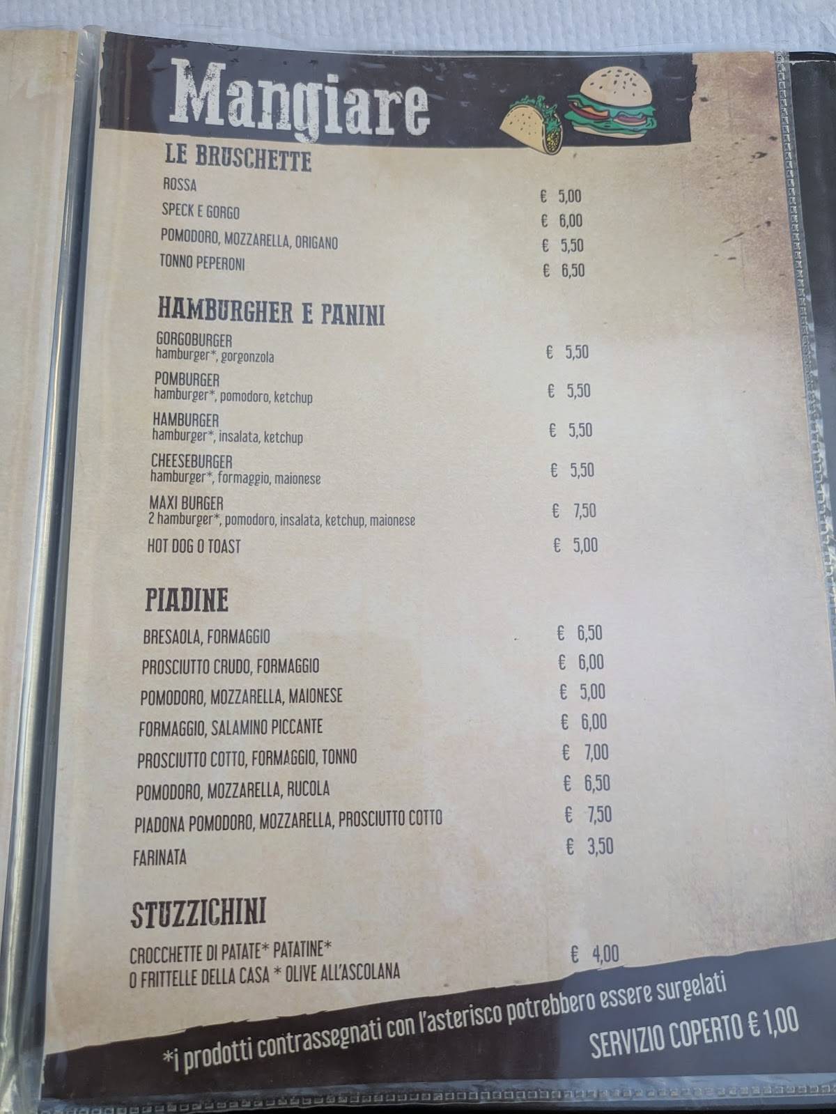 Menu di Appaloosa Pub Pizzeria 
