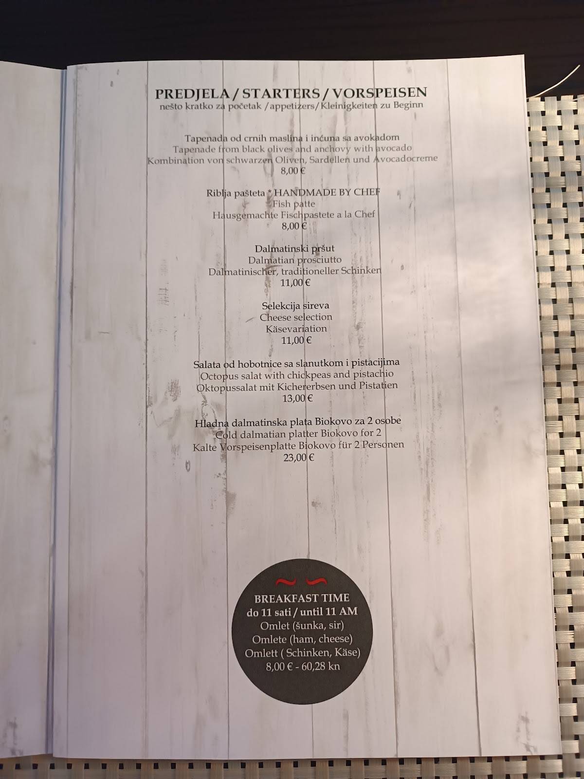 Menu di Aria Restaurant & Bar 