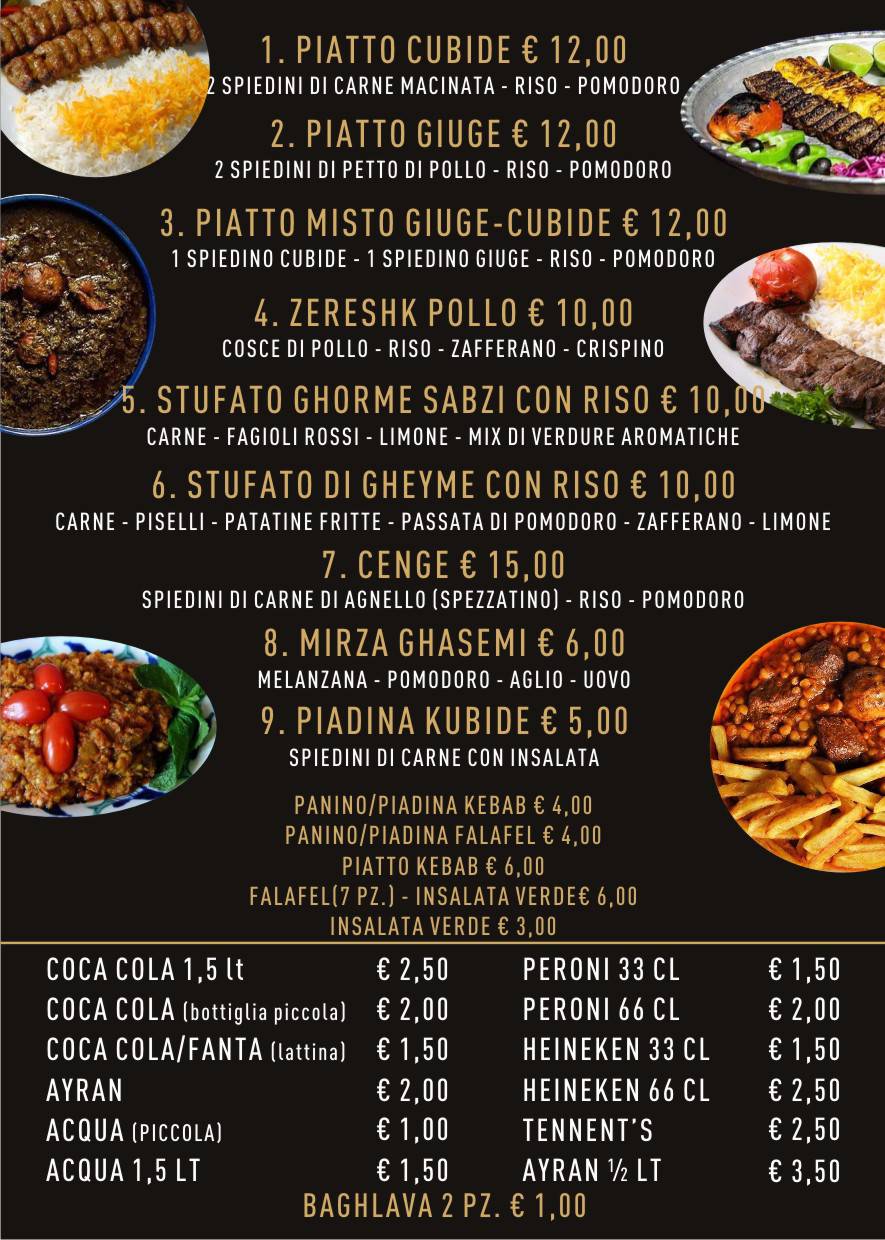 Menu di Ariya Iranian restaurant 
