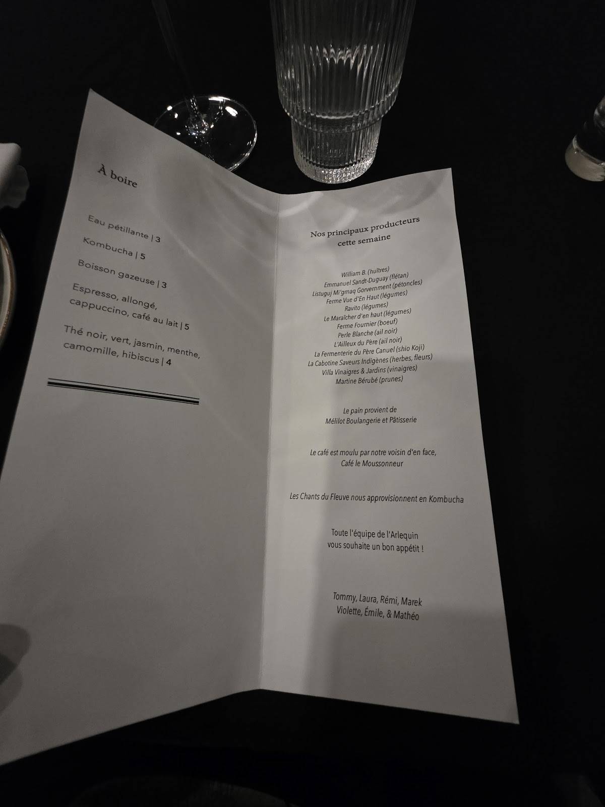 Menu de Arlequin
