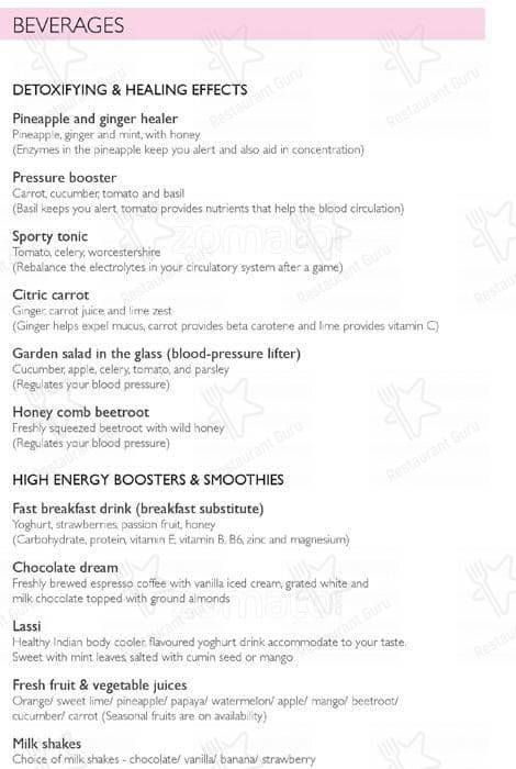 Avasa menu