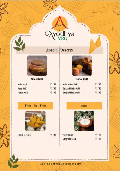 Ayodhya Veg menu