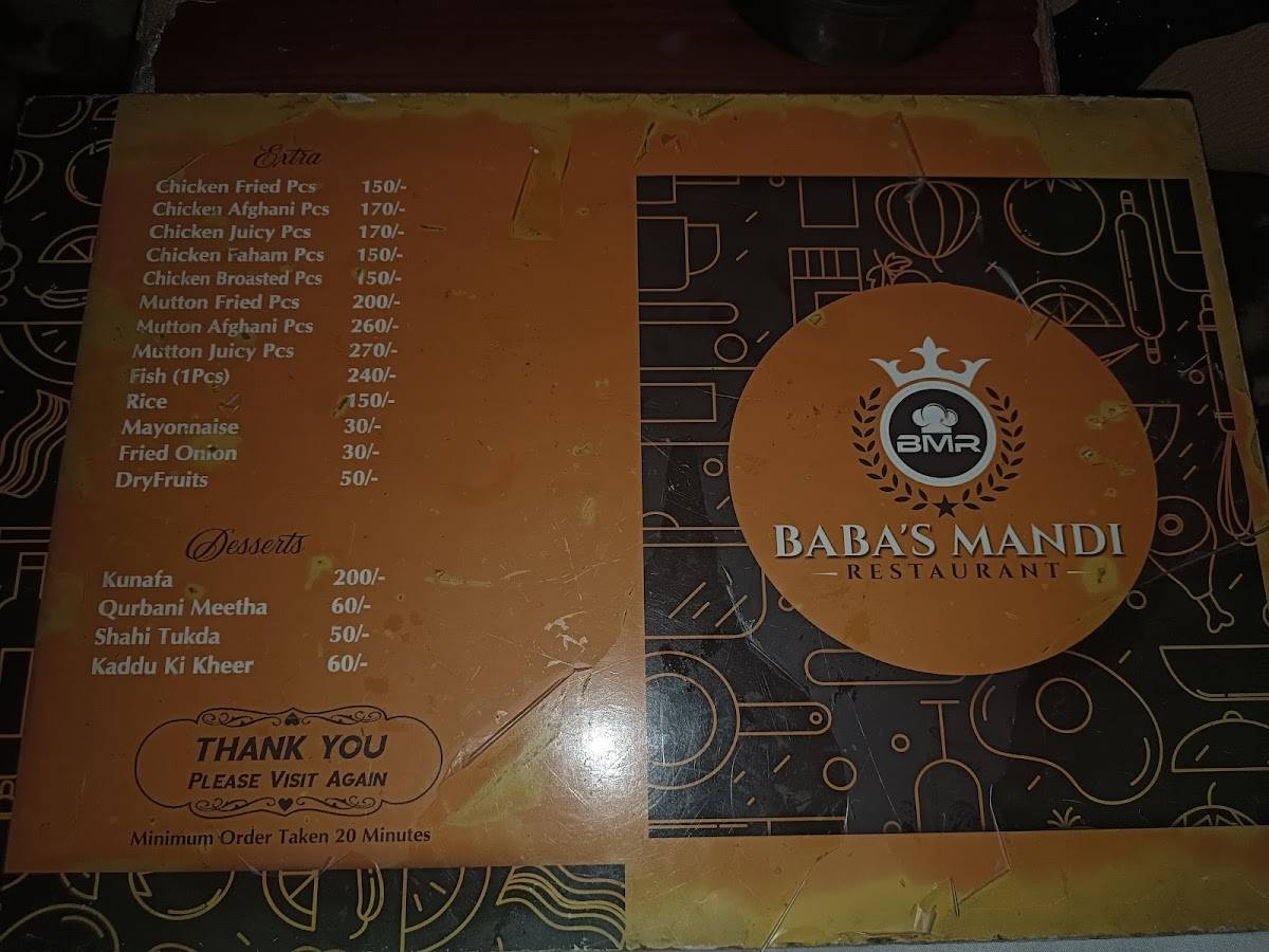 BABA'S MANDI menu
