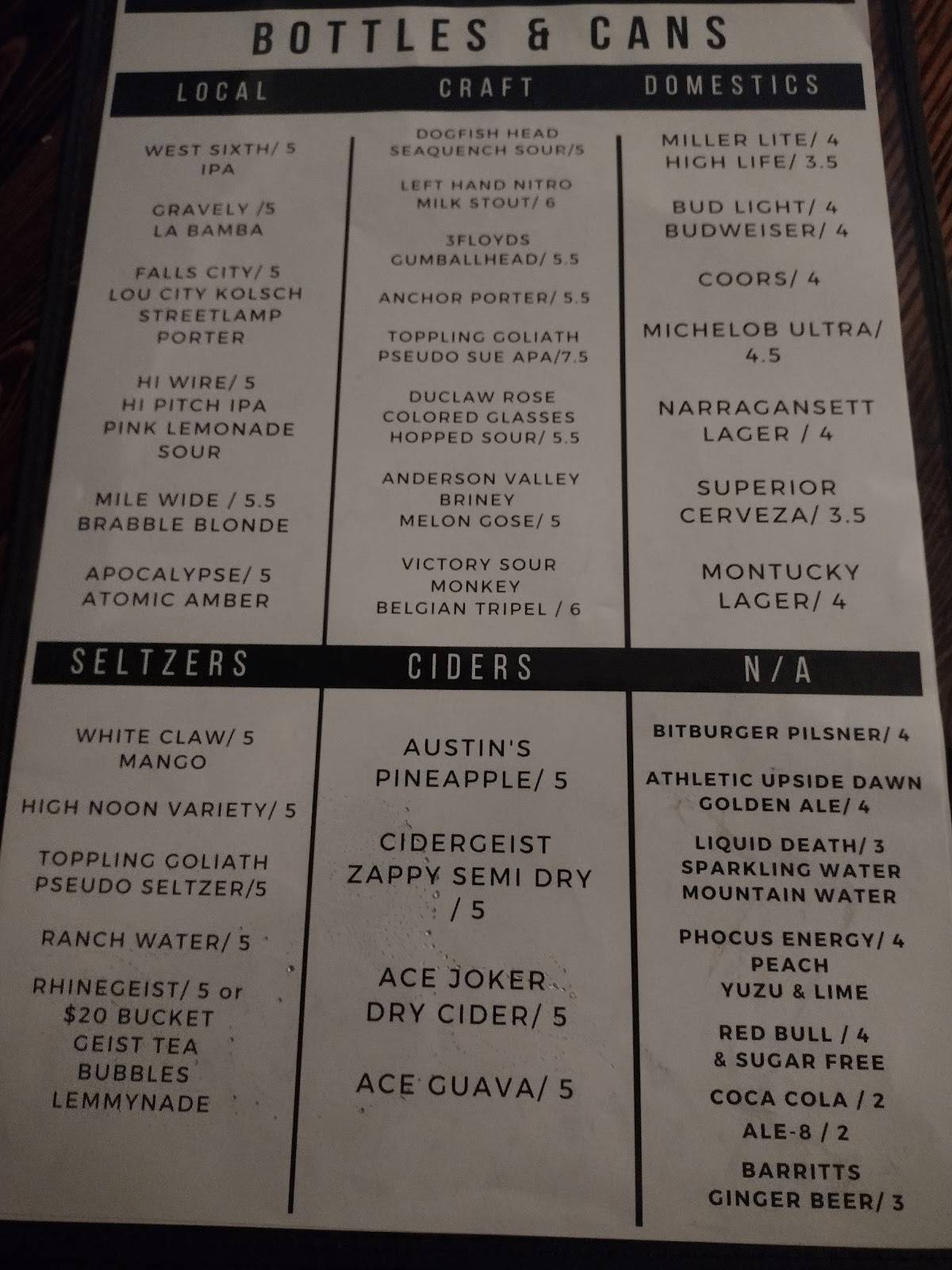 Menu at Hilltop Tavern BBQ, Louisville