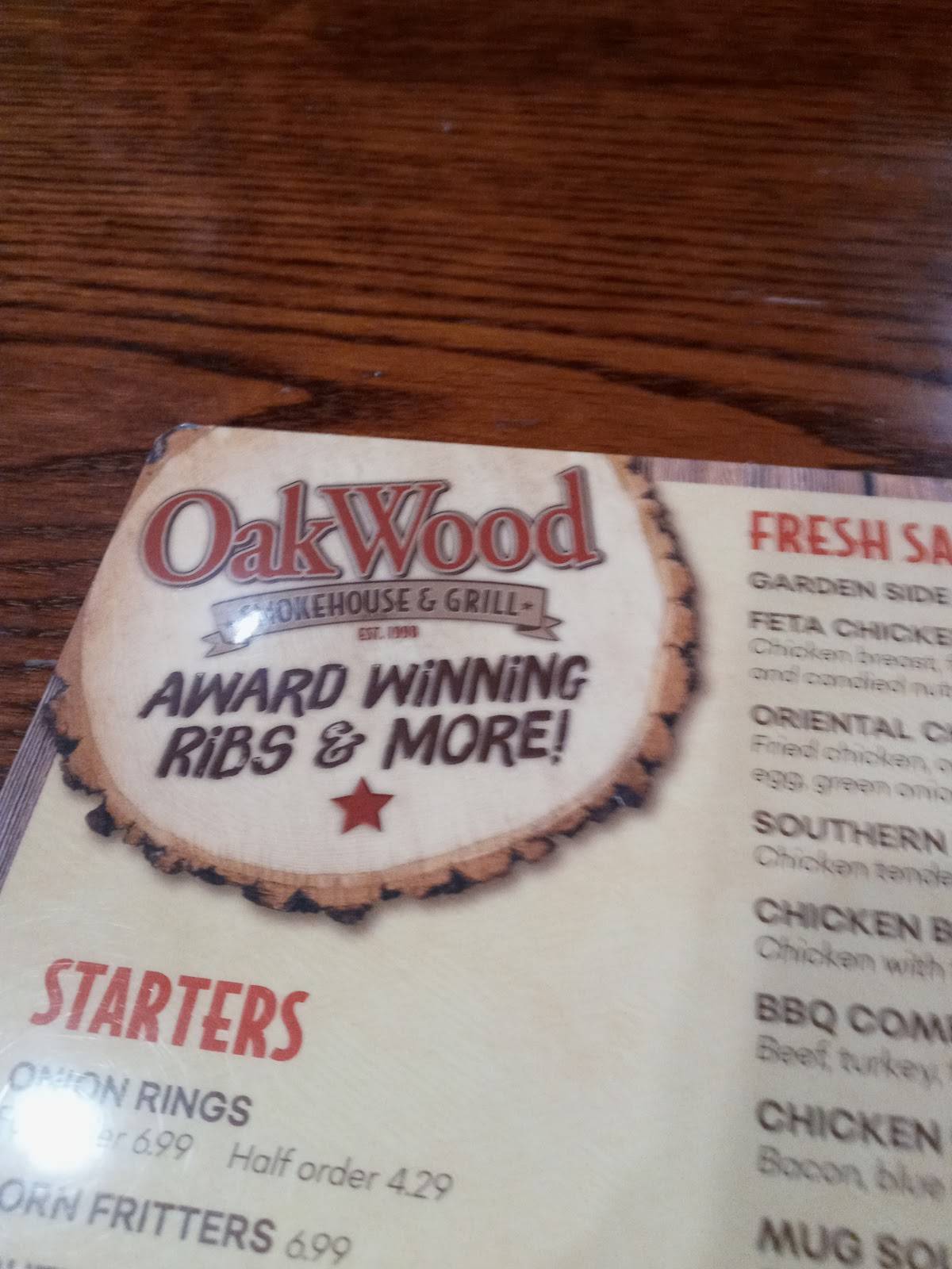 Menu At Oakwood Smokehouse And Grill Bbq Eustis