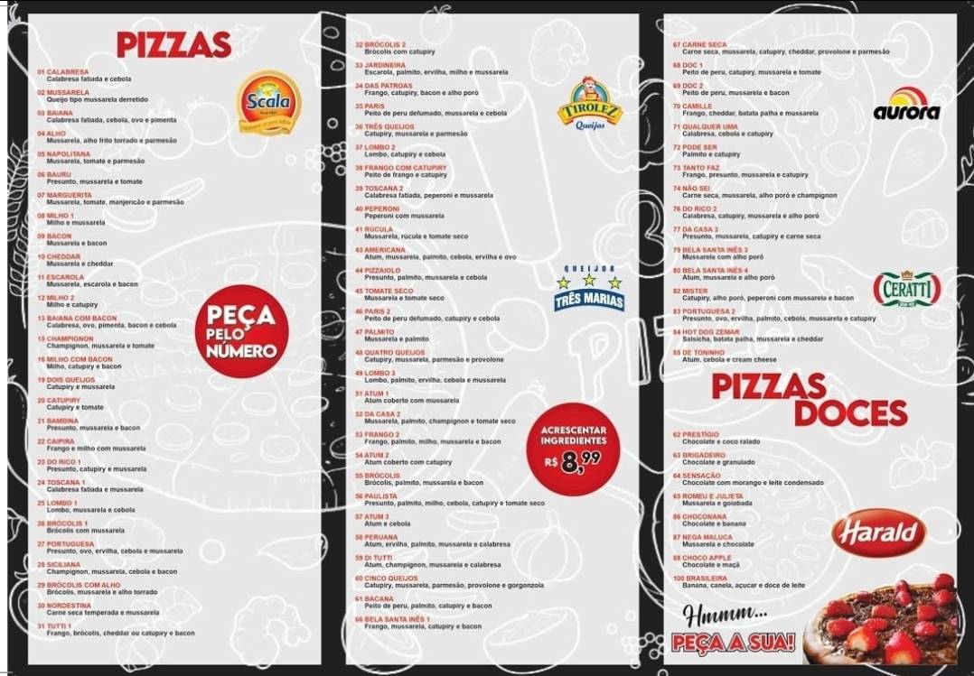 BELLA SANTA INES PIZZARIA cardápio