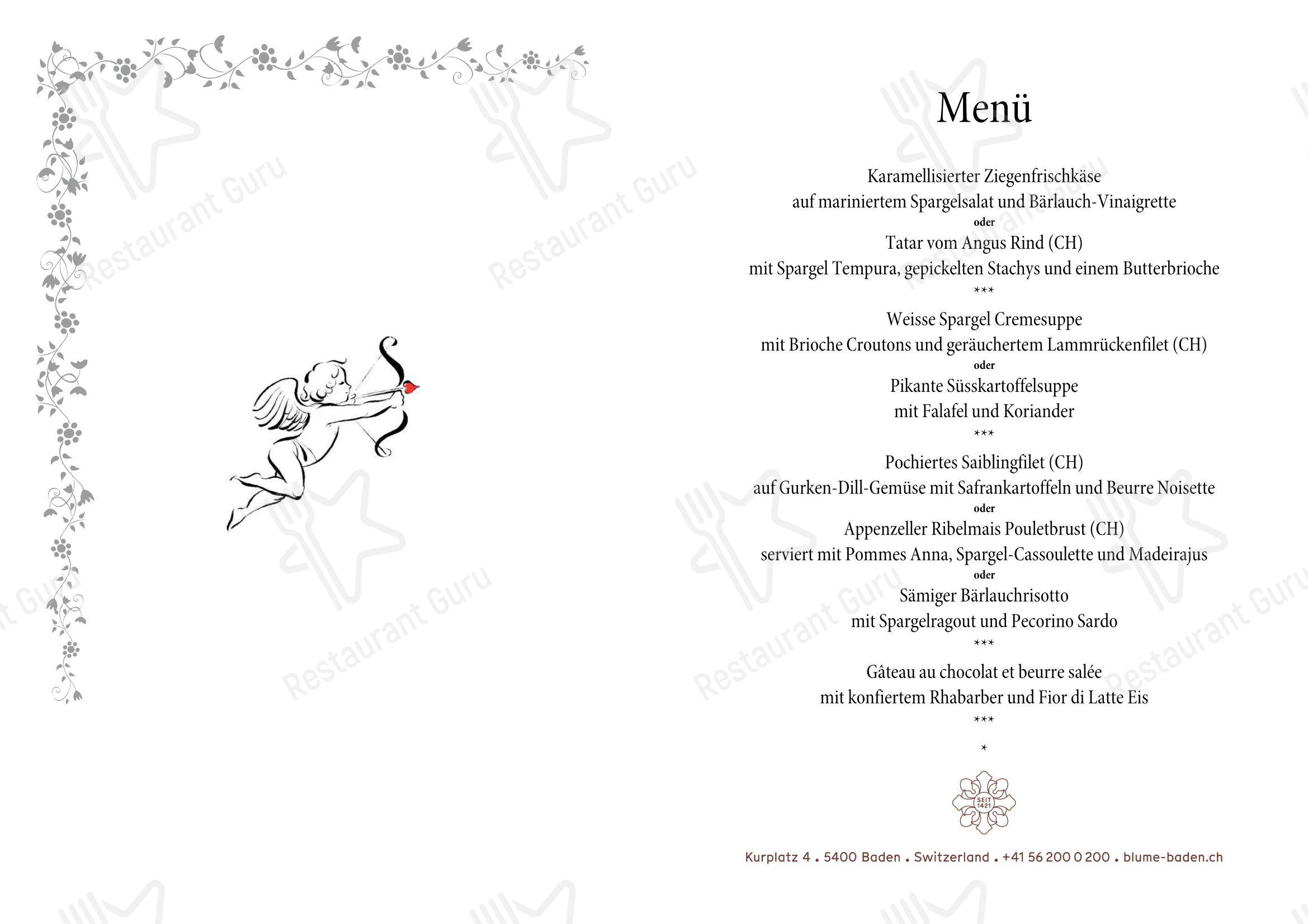 BLUME. Baden Hotel & Restaurant in Baden - Menu bar