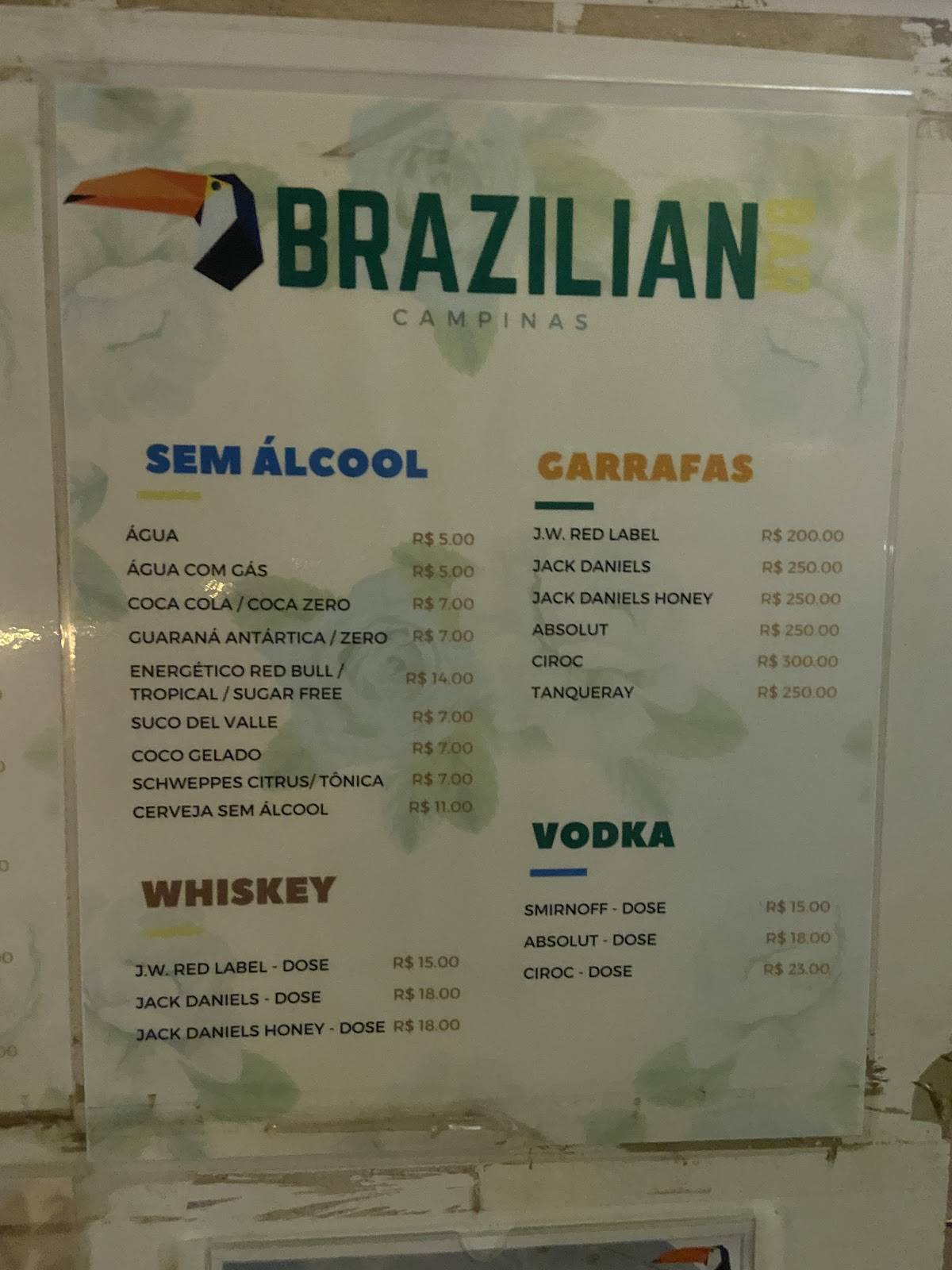 Brasil Bar - Campinas cardápio