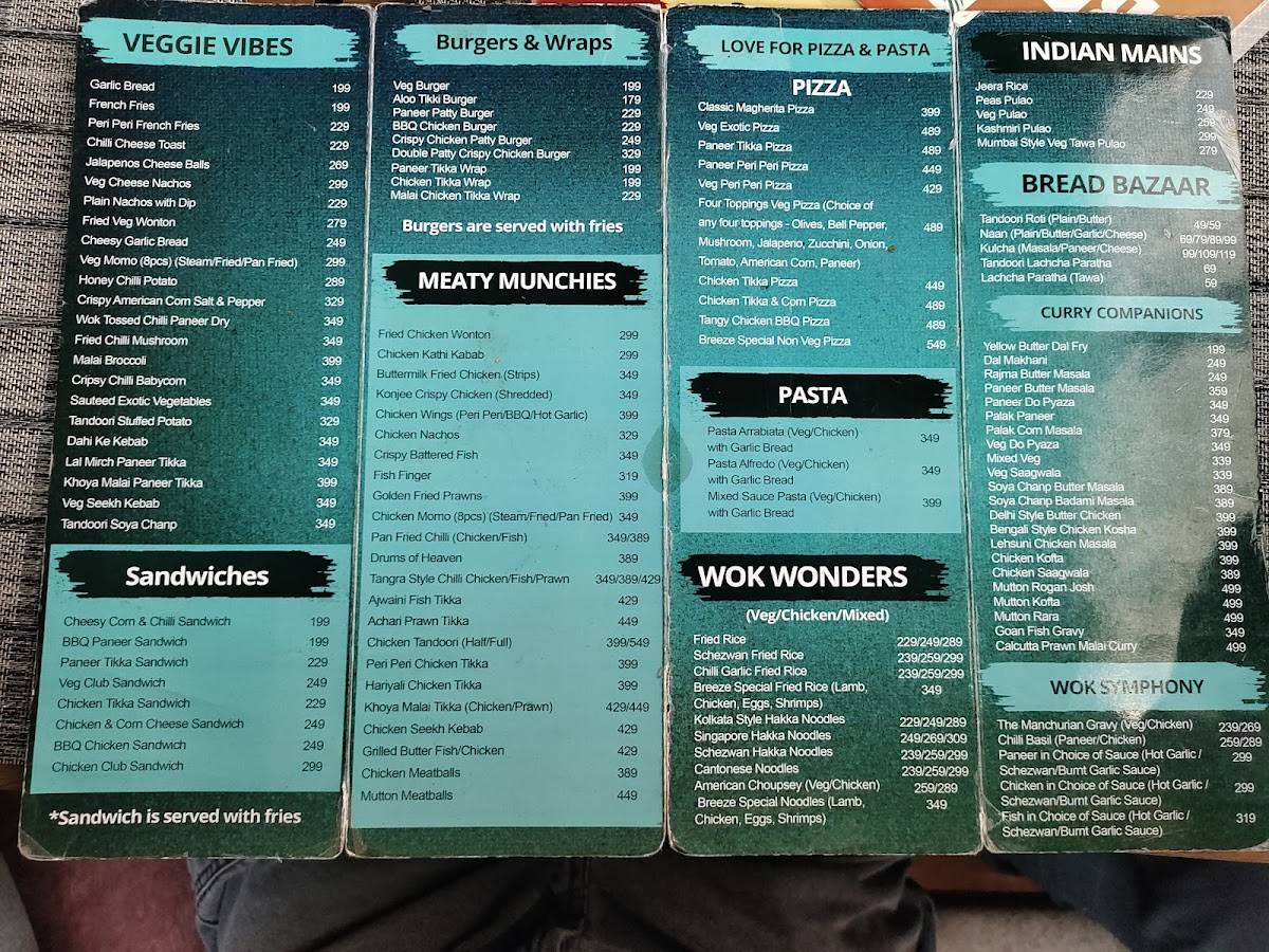 BREEZE The Sky Lounge (Private Space Available for Ceremonies) menu
