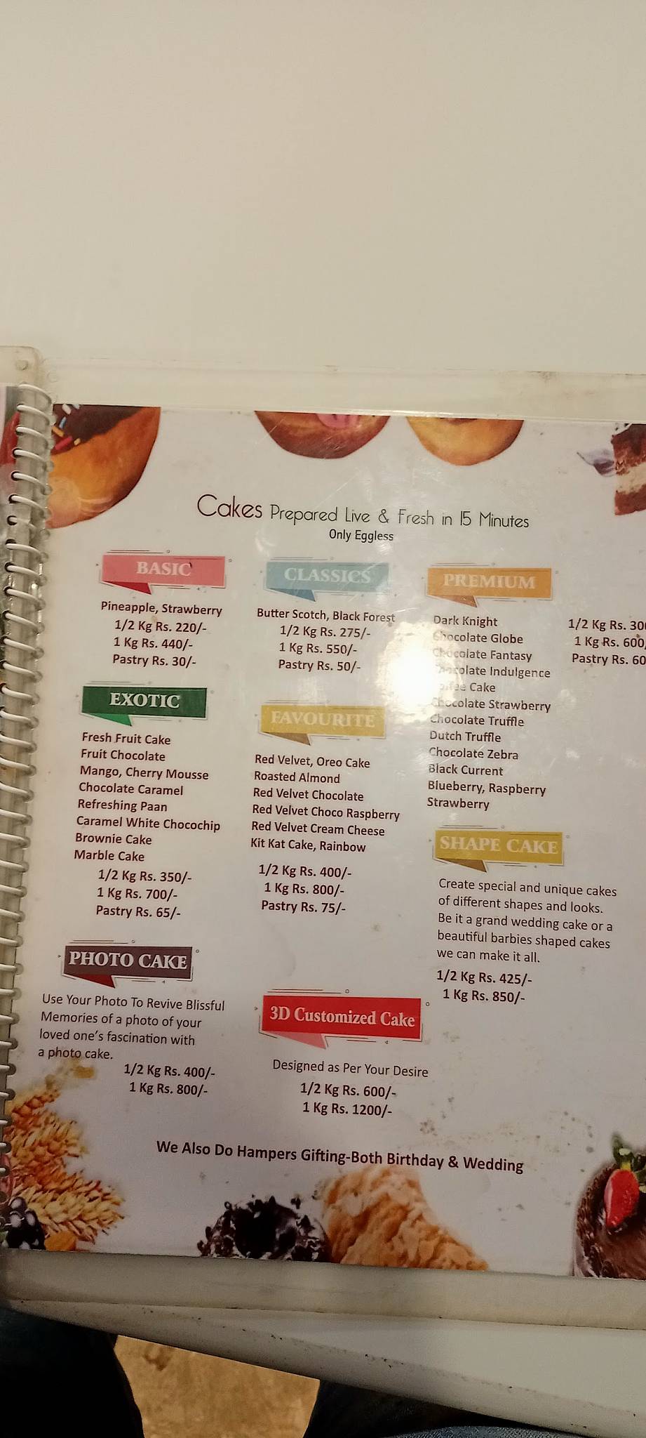 Baba Pizza Cafe menu