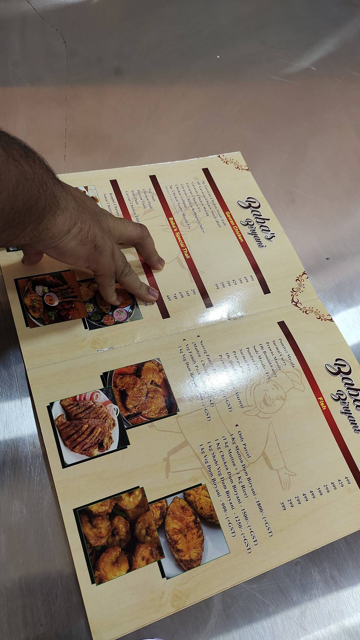 Baba's Biryani menu