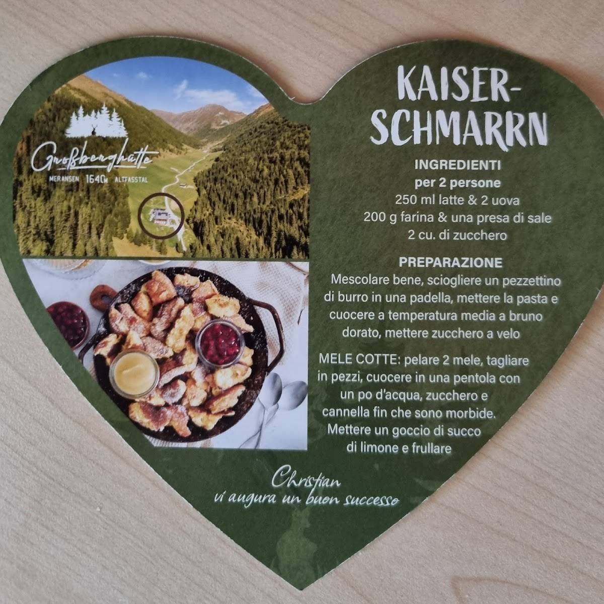 Menu de Baita Großberghütte