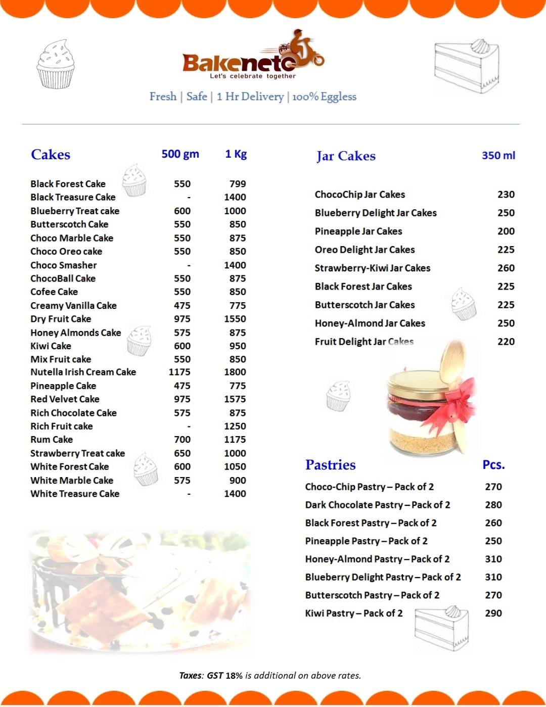Bakeneto Bakery menu