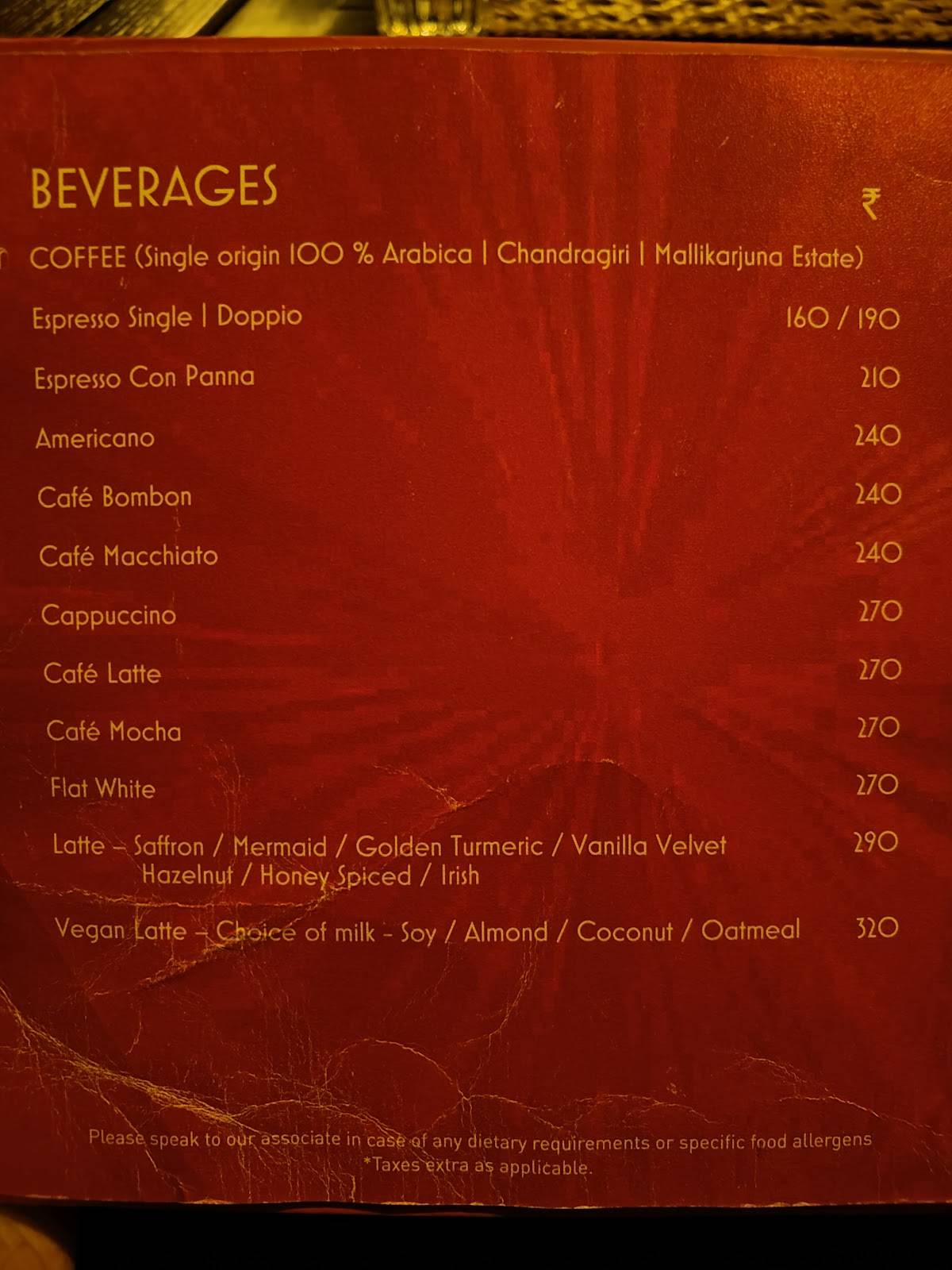 Baker's Arch Garden Cafe menu