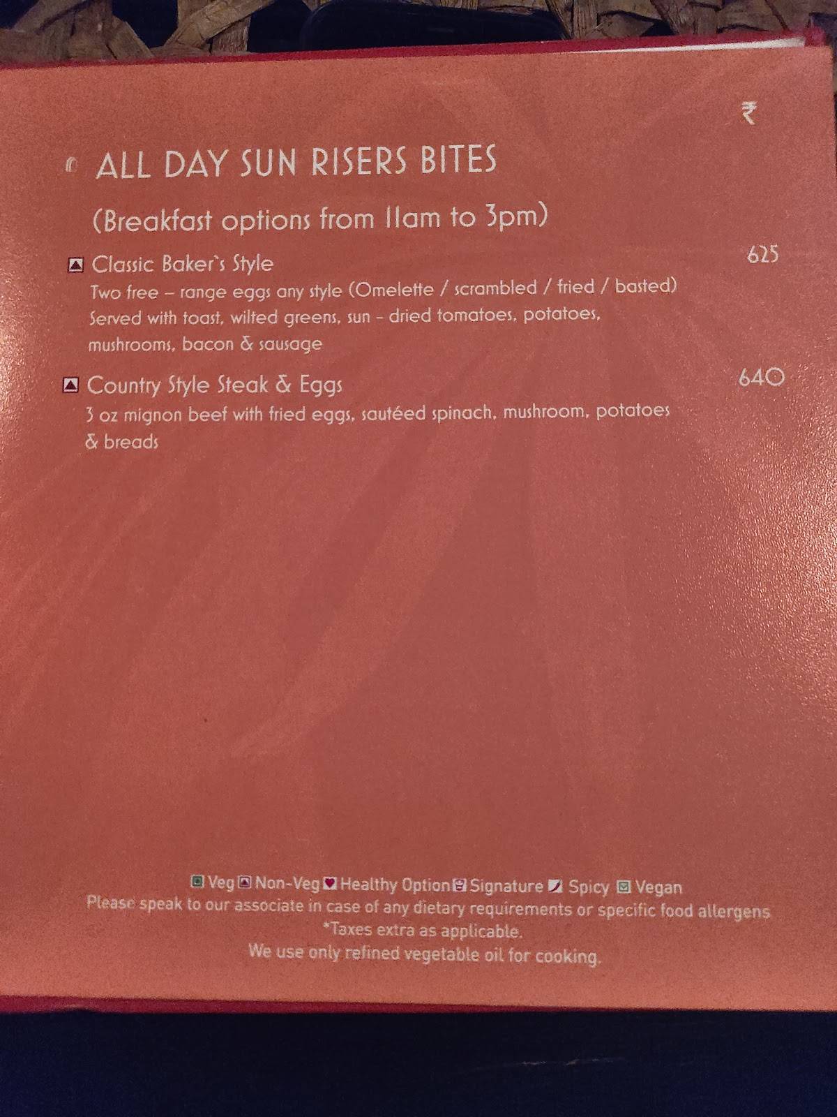 Baker's Arch Garden Cafe menu