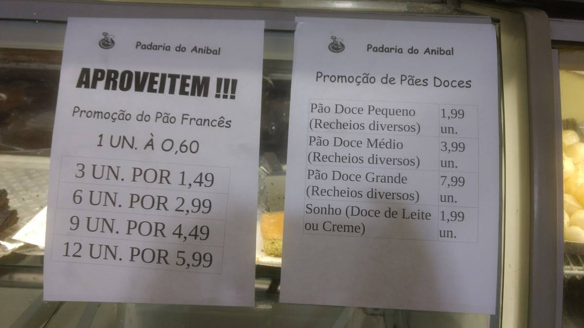 Padaria do Anibal cardápio