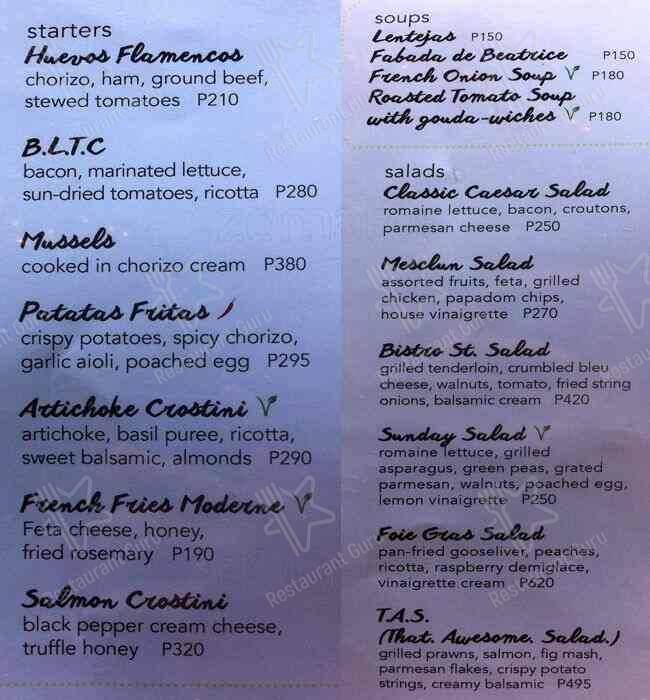 Menu At Bamba Bistro Restaurant, Parañaque