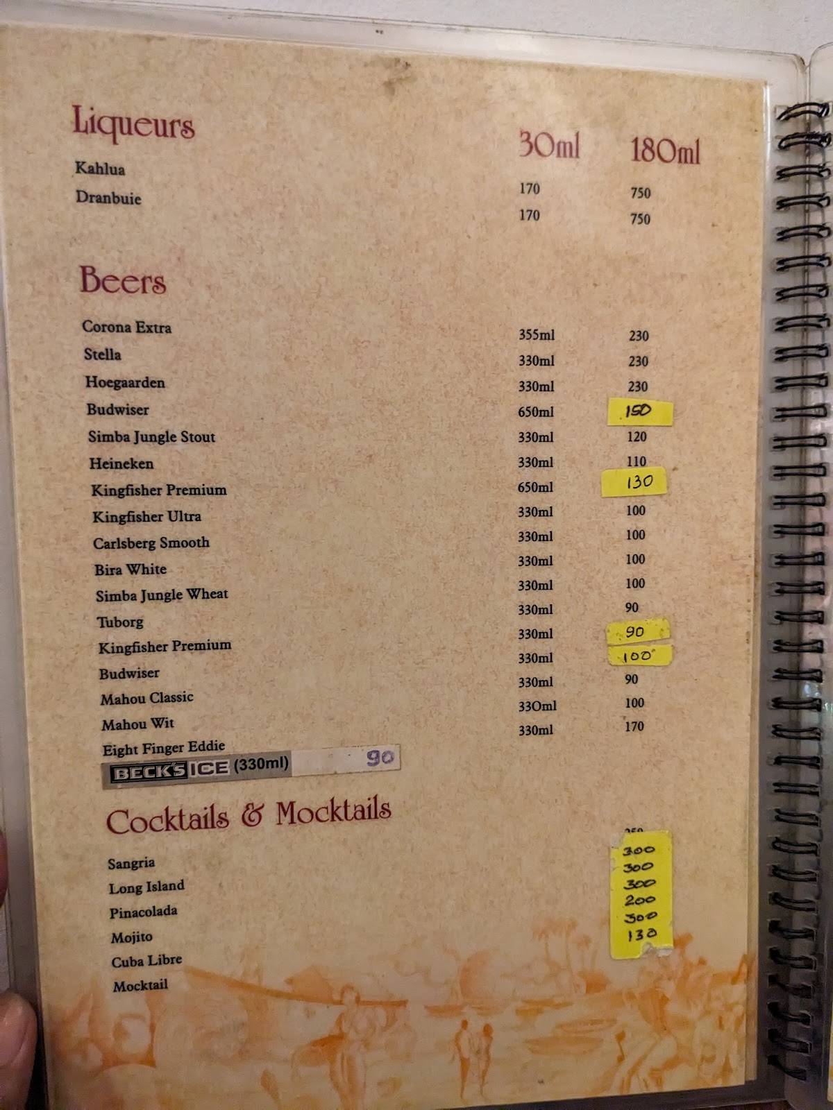 Clube National Restaurant menu
