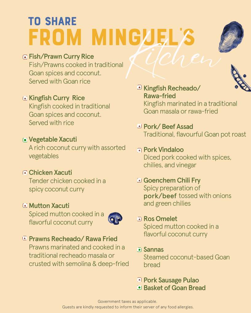 The Fisherman's Wharf Panjim menu