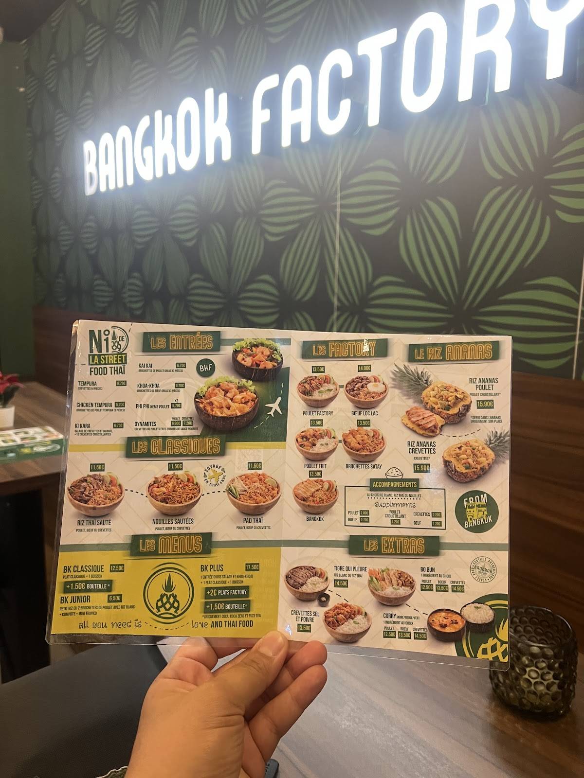 Menu de Bangkok Factory Sevran