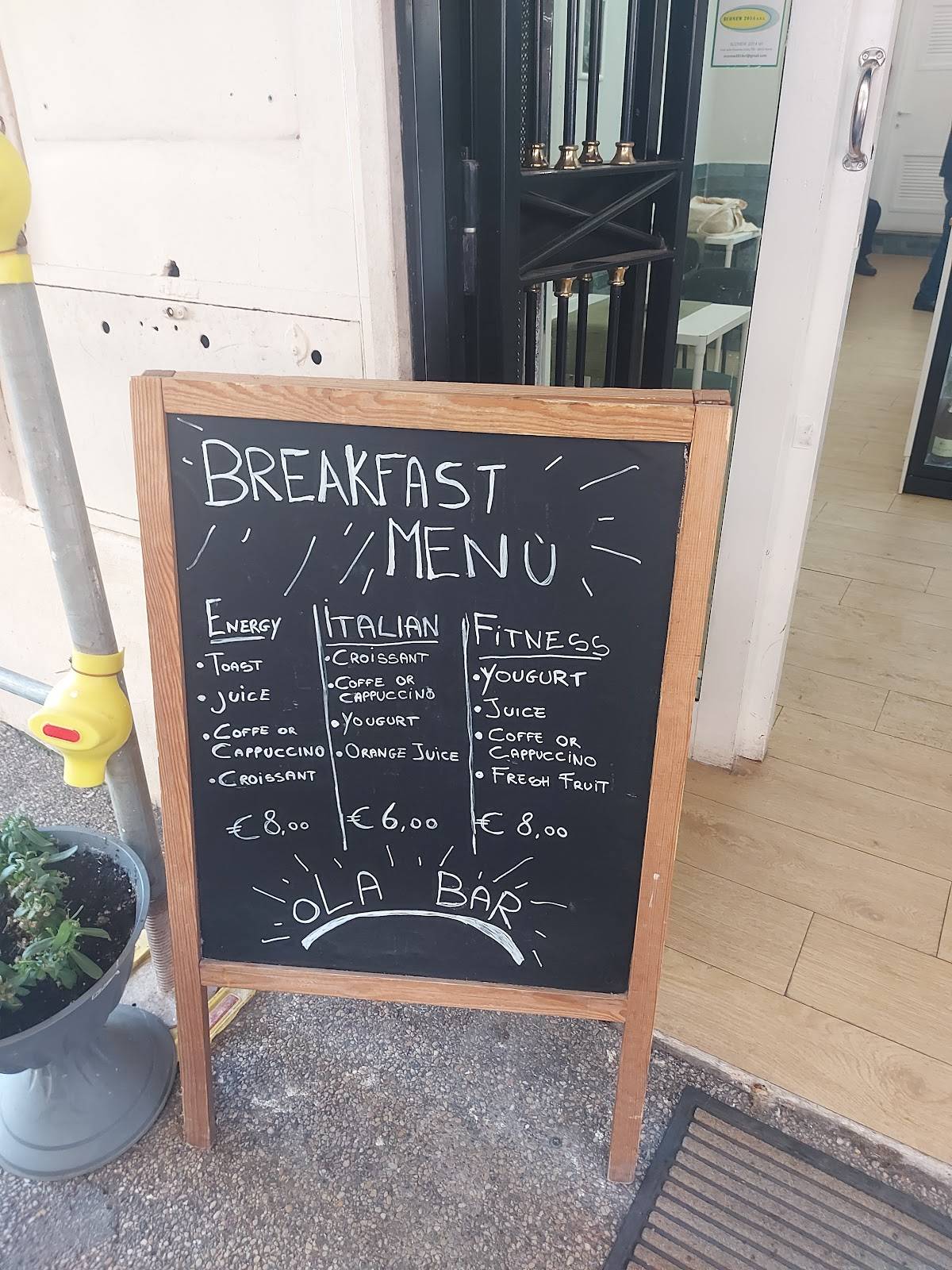 Menu di Caffè ola bar 