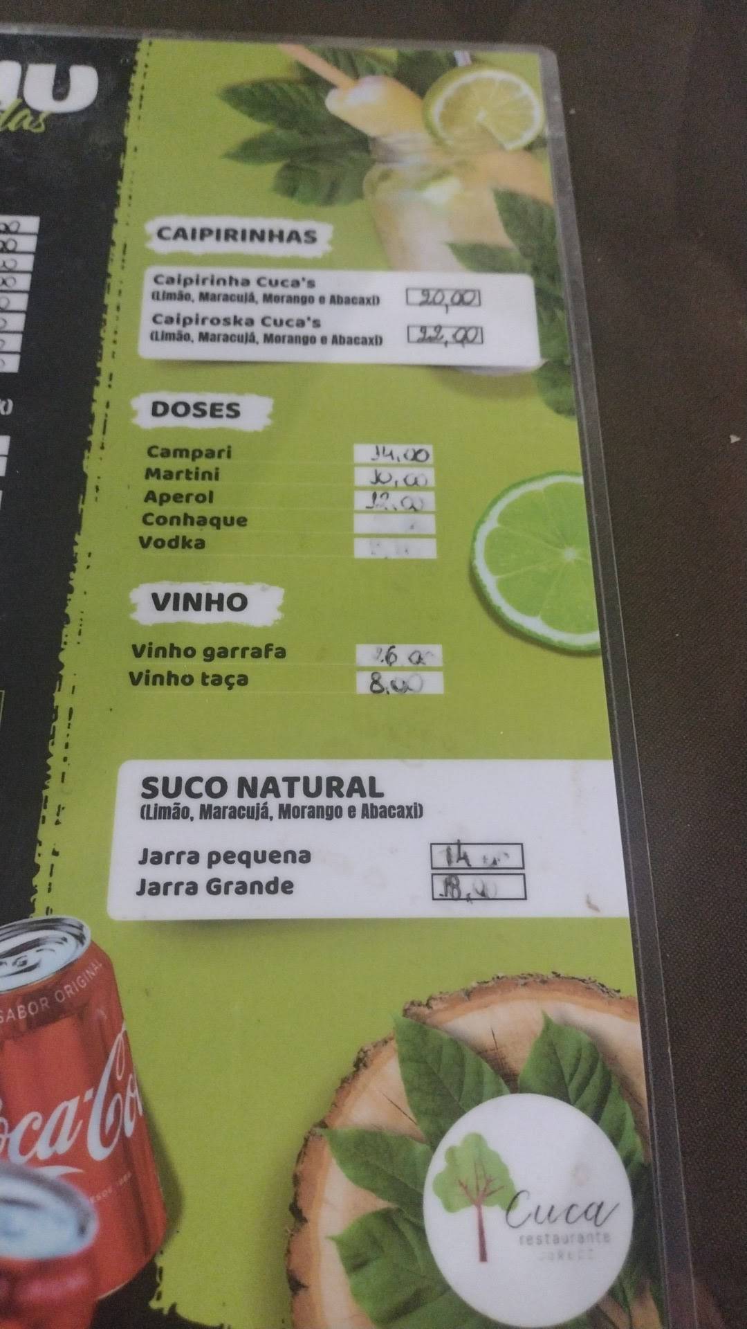 Bar Do Cuca cardápio