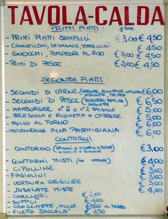 Menu di Bar Gastronomia Via Emilio Faà di Bruno 33 