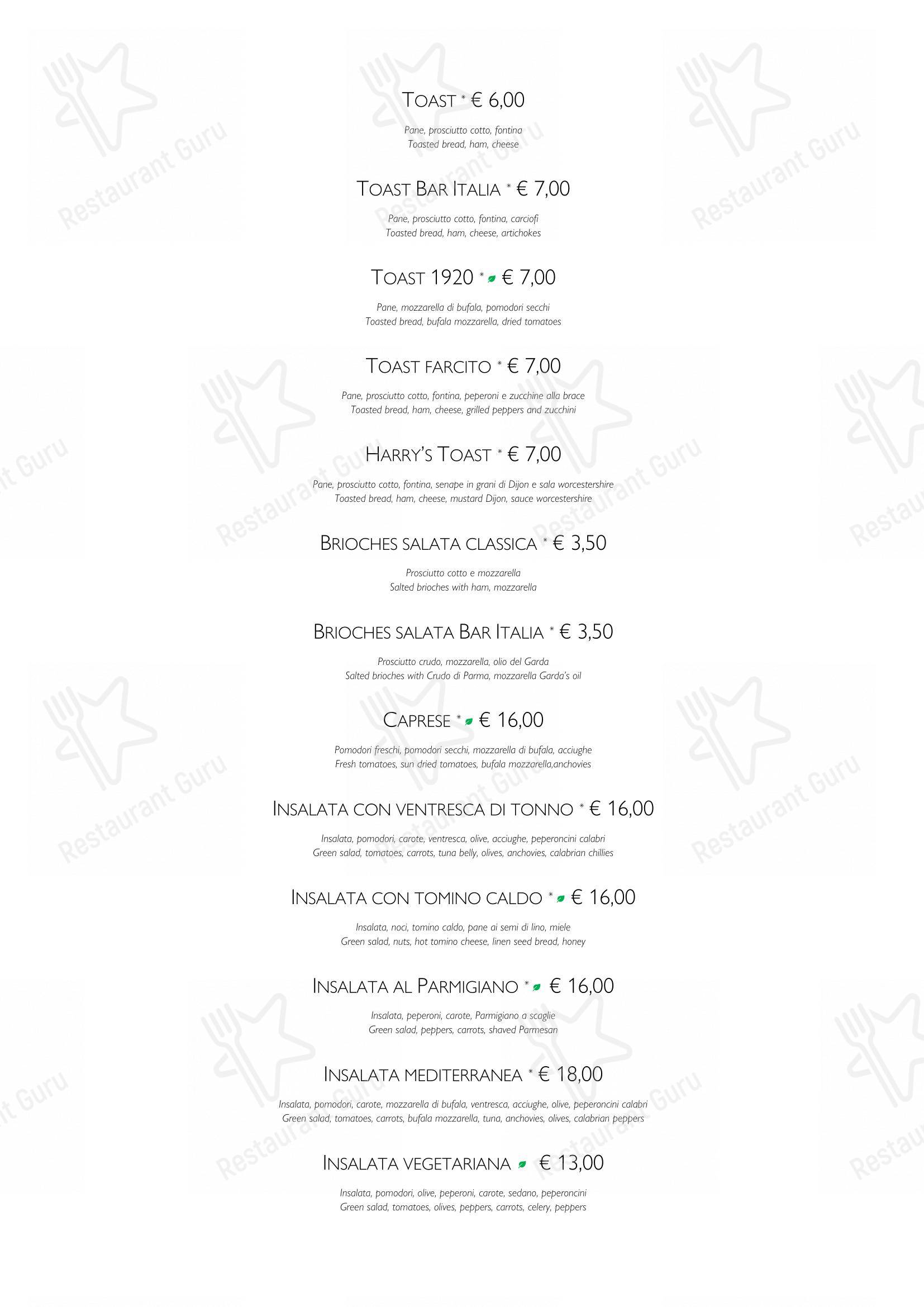 Menu per Bar Italia 1920 - Salò in Salò
