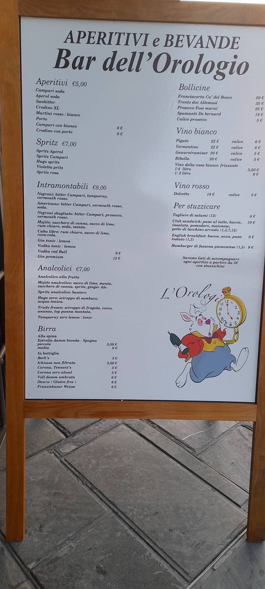 Menu di Bar L'Orologio 