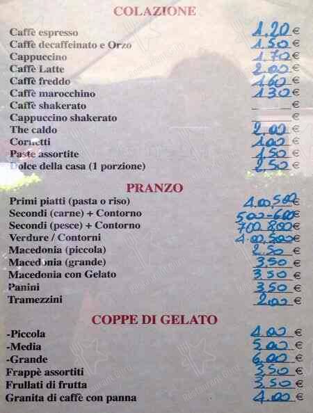 Menu di Bar Mastandrea 