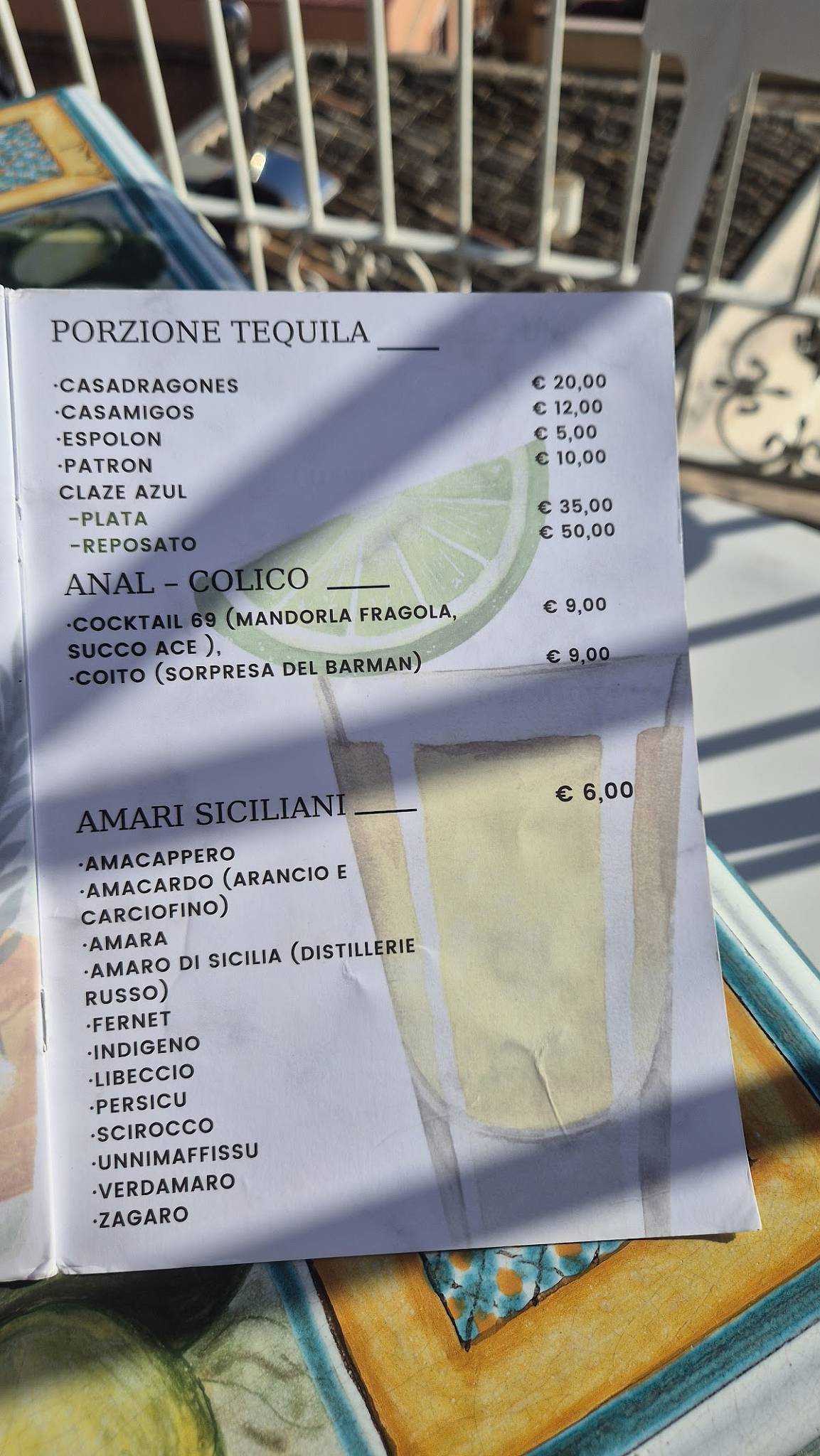 Menu di Bar Turrisi 