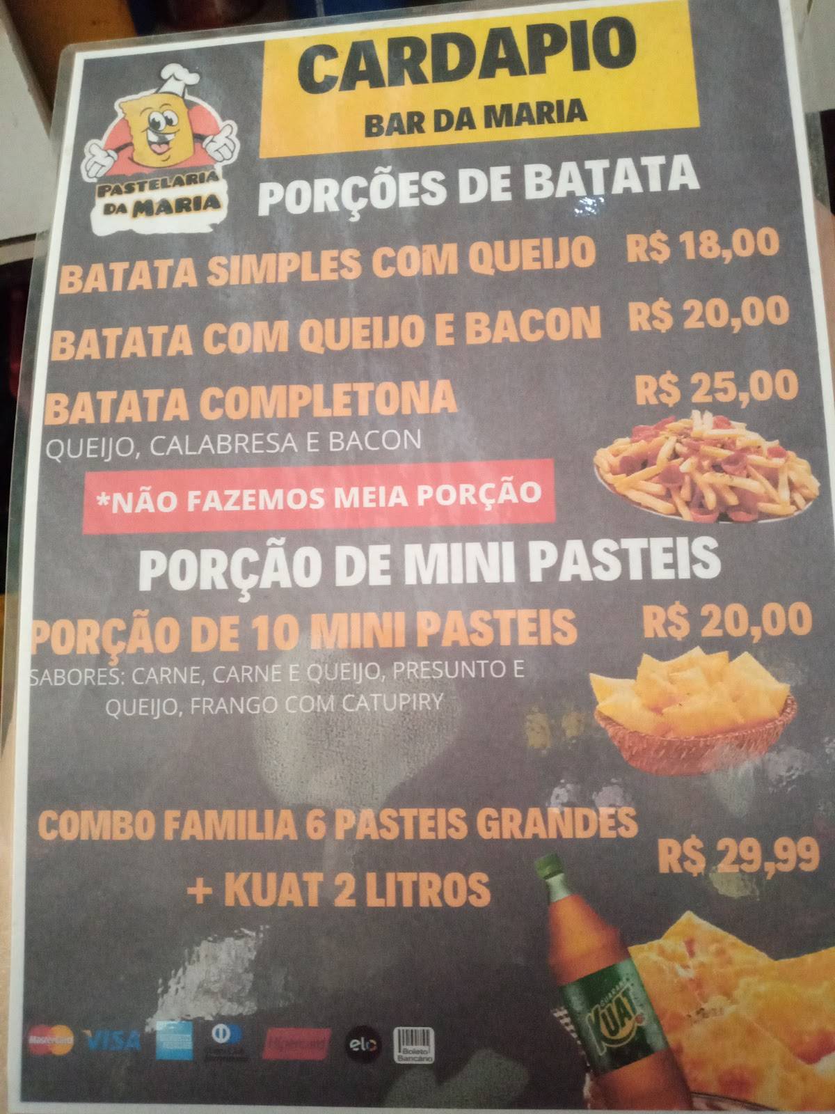 Bar da Maria cardápio