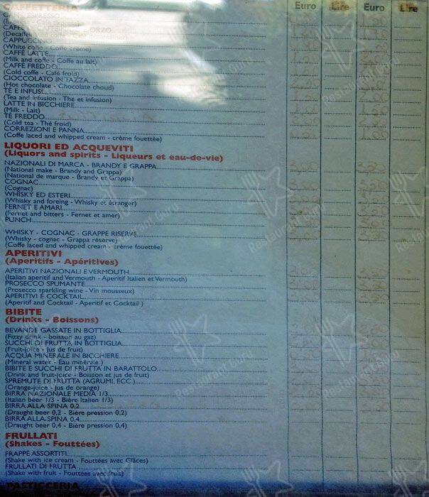 Menu di Bar dei Daini 